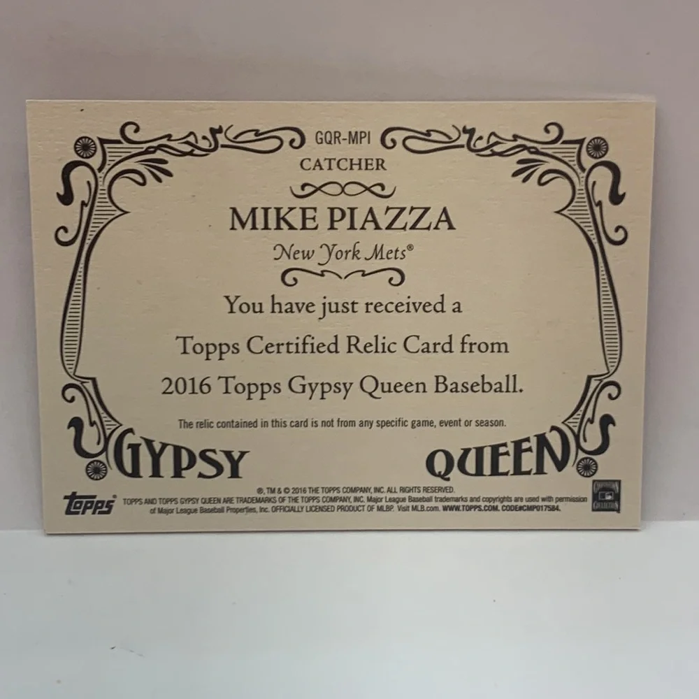 2016 Topps Gypsy Queen Mike Piazza Mets Game Used Patch #GQR-MPI (MISC9)